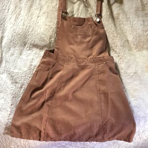 NWOT mauve pink suede overall dress, size 12